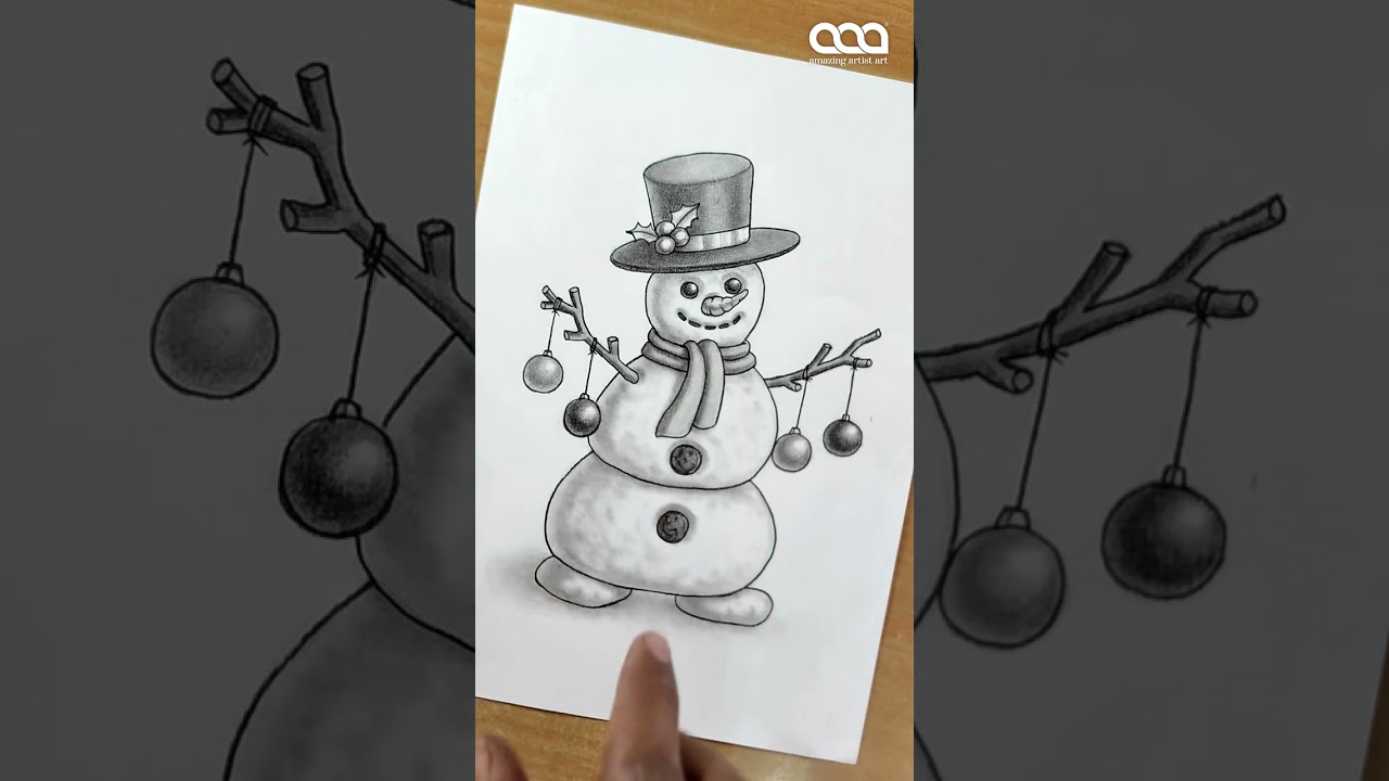 Christmas Snowman Drawing ⛄❄🎄😍 