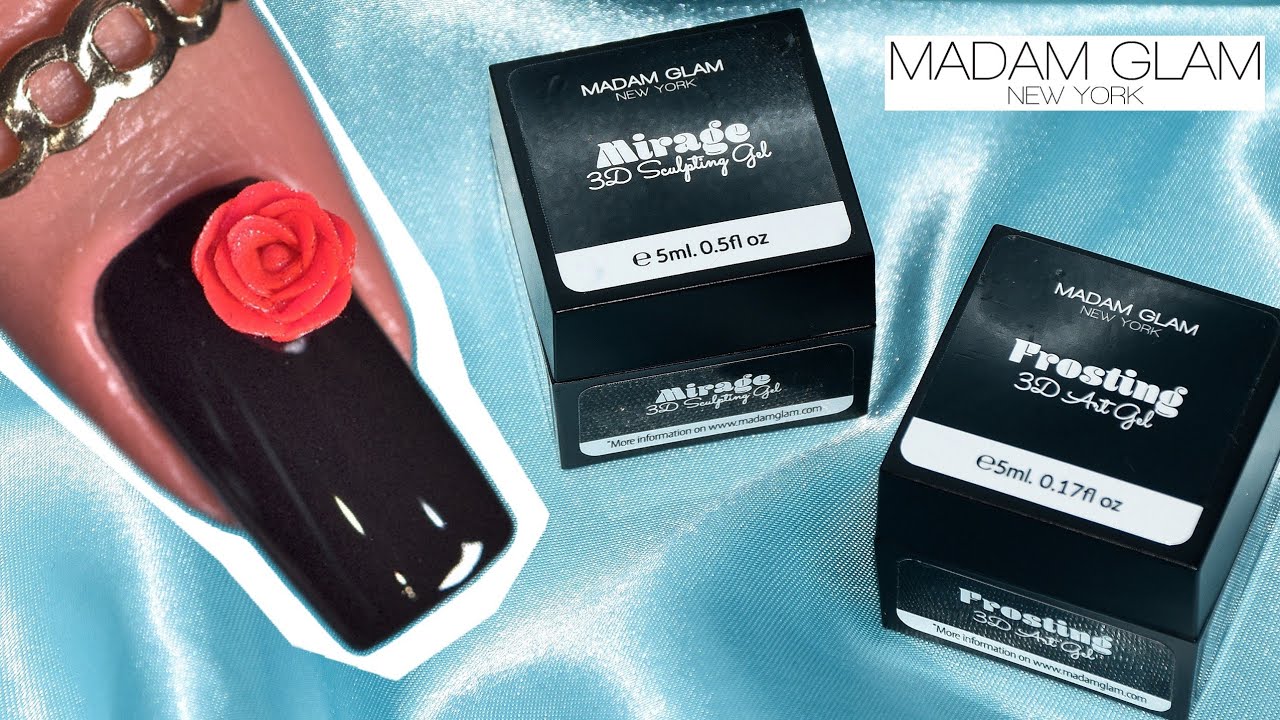 Mirage And Frosting - 3D Art Gels By Madam Glam | 3D Rose Nail Art Tutorial