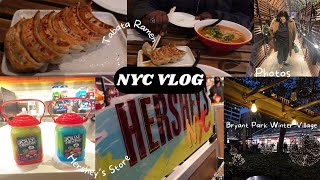TABATA RAMEN + short  stroll thru BRYANT PARK WINTER VILLAGE + HERSHEY'S CHOCOLATE WORLD | NYC VLOG