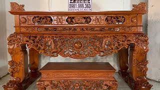 Giới thiệu Combo Sập Thờ Song Long Chầu Nguyệt gỗ Gõ Đỏ chân 24 hàng sỉ đẹp KT : 2m17 x 1m27 x 1m07