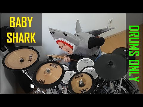 Drummer BABY SHARK drumming and dancing to kids song DO DO DO