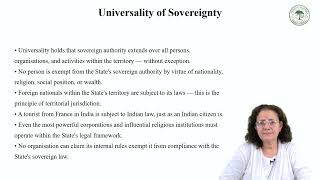 Lecture 27: Characteristics of Sovereignty