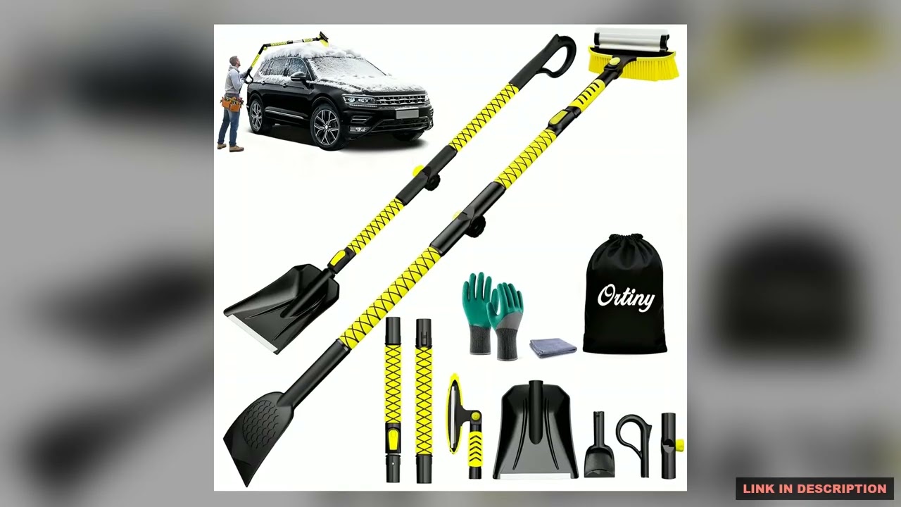 7in1 Extendable Snow Brush and Shovel Kit with Ice Scraper for Car Windshield Cleaning Yellow New 2