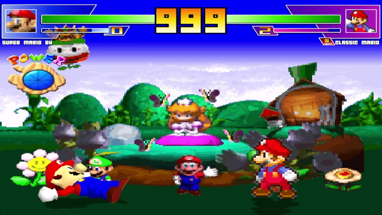 AdrianGamer16 - M.U.G.E.N#26 Super Mario 64 (dokkano sub) vs MLSS-Classic Mario