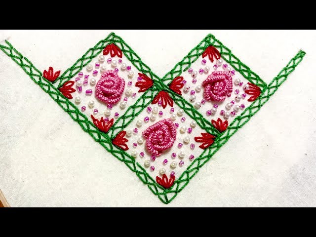 Hand Embroidery:Fancy border stitch/close feather stitch
