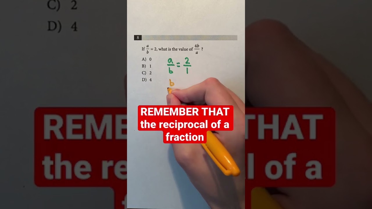 CollegeBoard’s Official SAT Practice Test #1 - No Calculator Section - Question #8 #Shorts #math