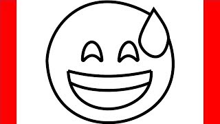 How to draw Grinning Face With Sweat Emoji - Step by Step Drawing Gallery