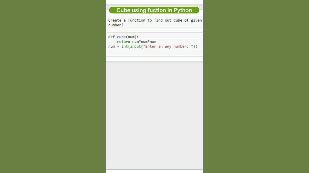 Cube of given number | function in python | python programming | # ...