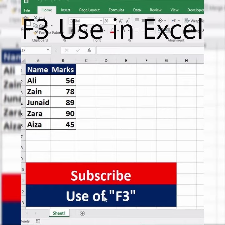 Best Use of F3 key in Excel F3 use in formula YouTube