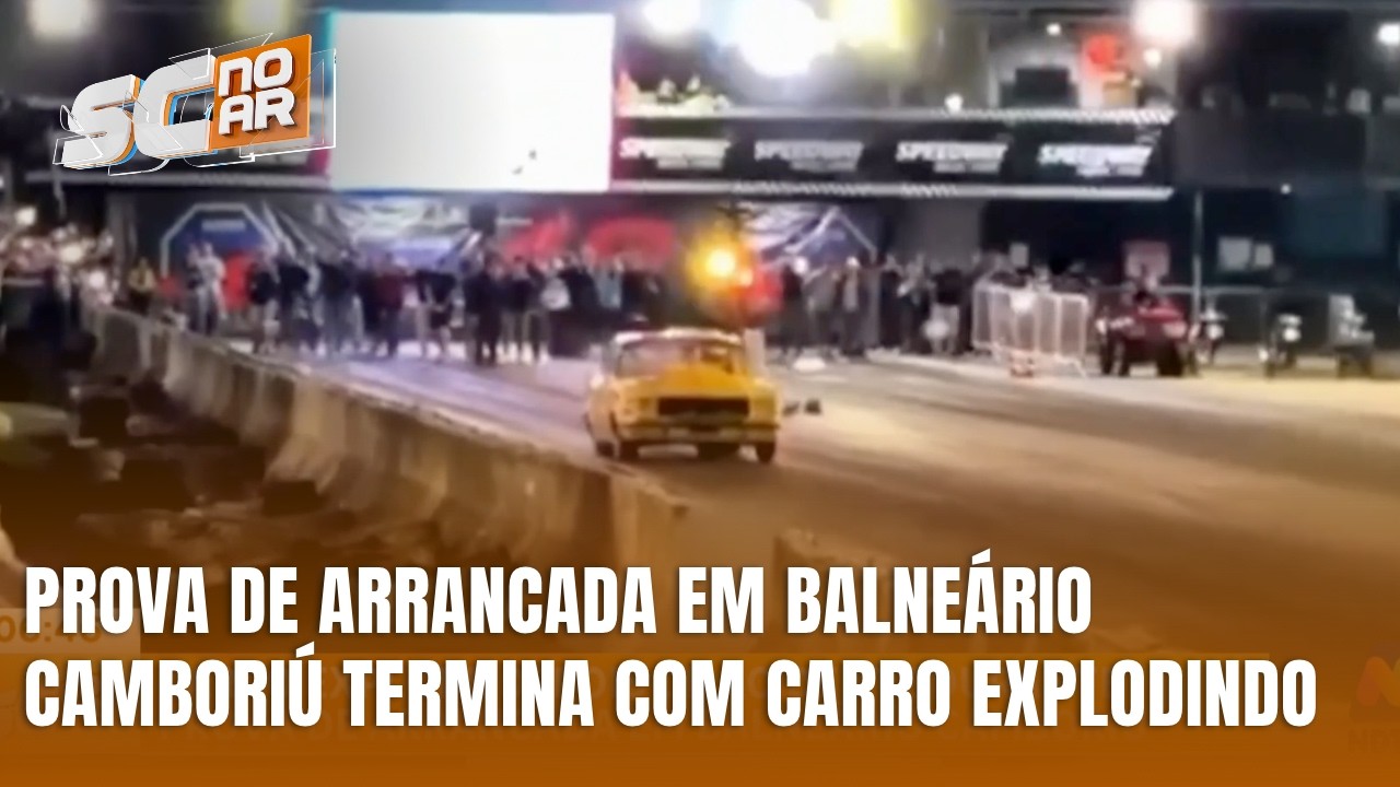 Carro explode após acidente durante prova de arrancada em Balneário Camboriú