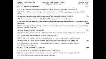 Class 6 Science Question paper | Second Unit Test - 2024 | #modelquestionpaper