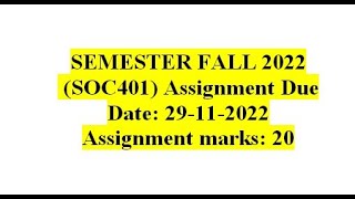 SOC 401 Assignment No 1