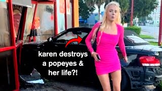 Karen Crashes Into a Popeyes & Gets In BIG TROUBLE.. @PublicFreakout