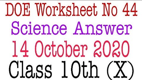 Class 10th Science Worksheet No 44 Answer | Directorate of education GNCT of Delhi | DOE | 14 Oct