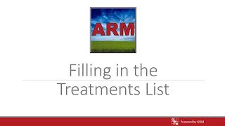 Filling in the Treatments List