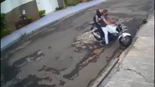 Woman Fights Off Thief Trying To Steal Her Motorcycle