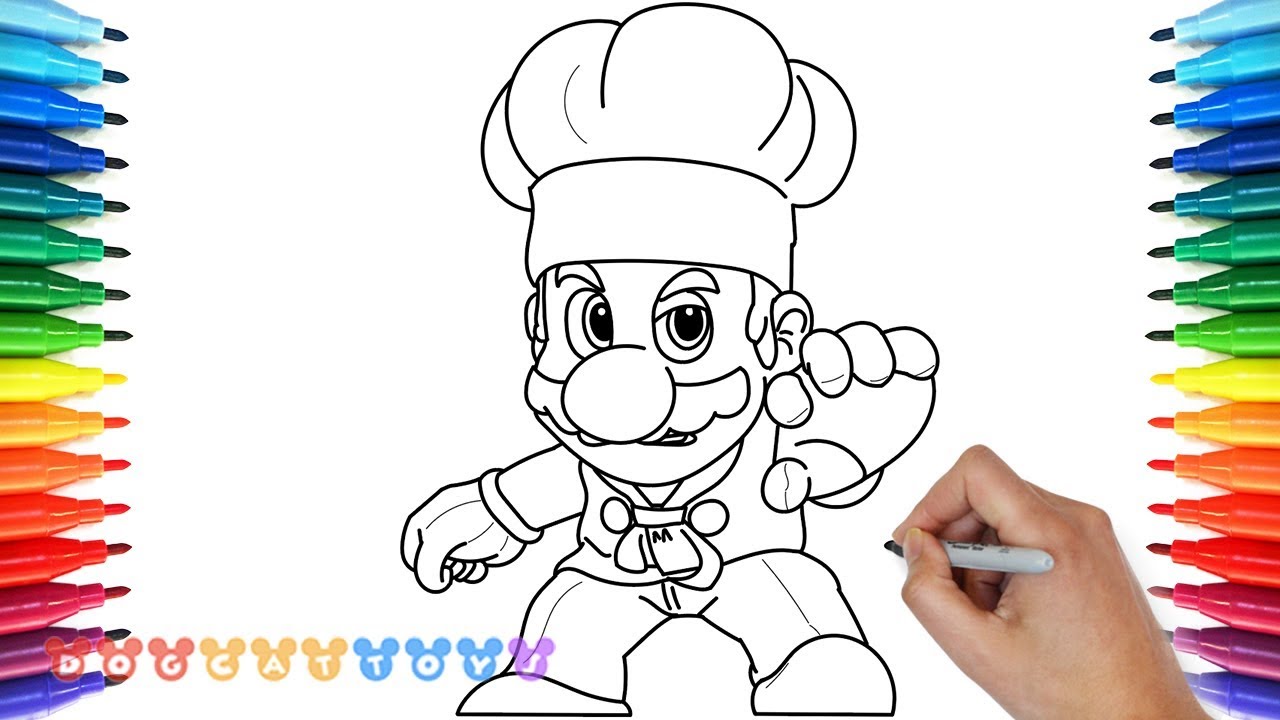 How to Draw Mario Odyssey, Chef Mario #10 | Drawing Coloring Pages for ...