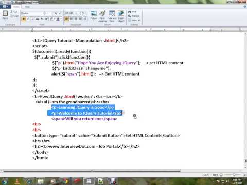 HOW TO USE HTML METHOD IN JQUERY DEMO