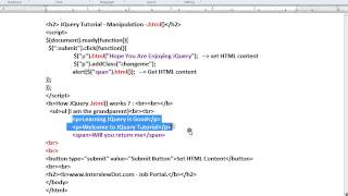 HOW TO USE HTML METHOD IN JQUERY DEMO