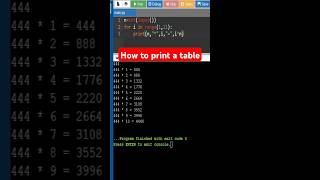 table code in python #table ||how to print table #cod #python #interview #shorts