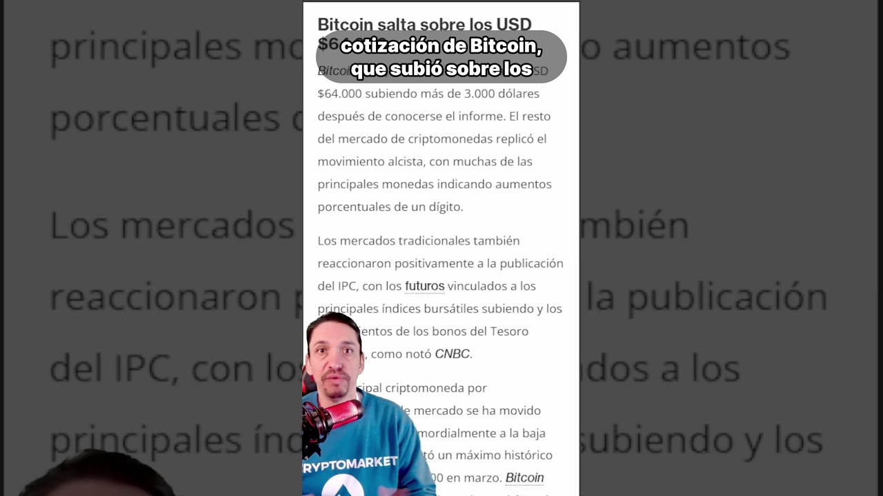 Bitcoin supera los USD $64.000 tras reporte de inflación en EEUU. - YouTube