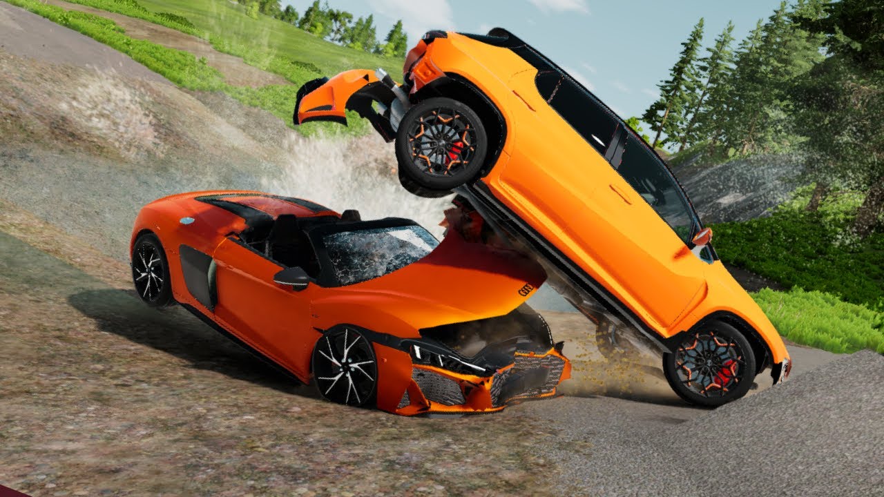 River Crossing Vs Cars Accident Beamng.Drive