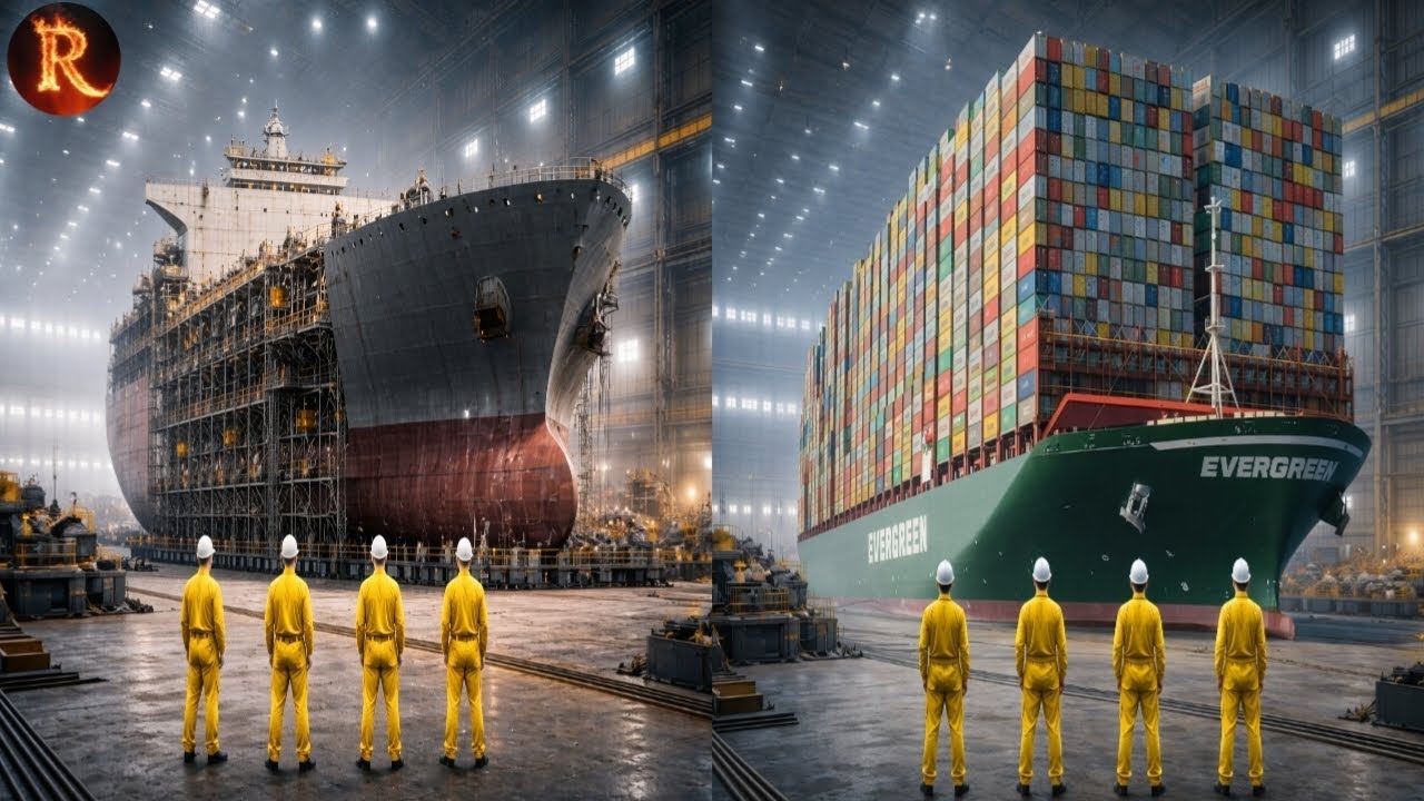 Inside a Mega Ship Factory – Cargo Container Ship Building Step by Step ...