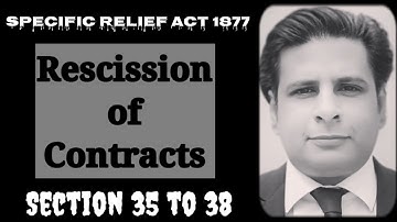 rescission of contract | section 35 to 38 specific relief act 1877 | chapter 4