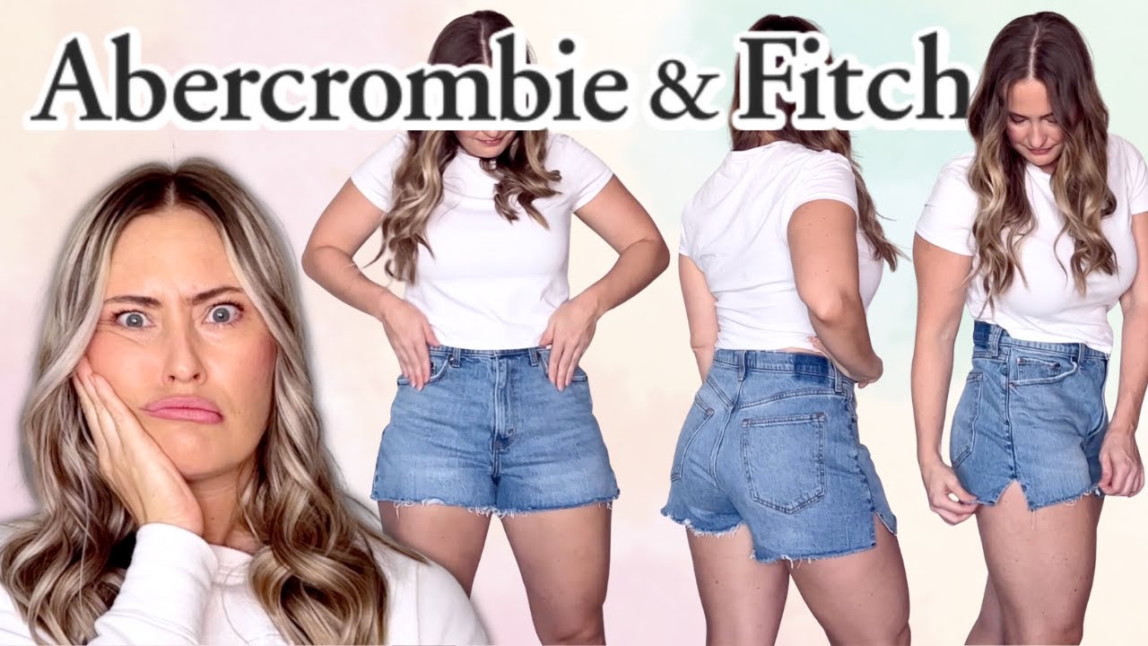 ULTIMATE ABERCROMBIE & FITCH SHORTS TRY ON REVIEW! CURVE LOVE HIGH RISE MOM SHORTS + BABY TEE