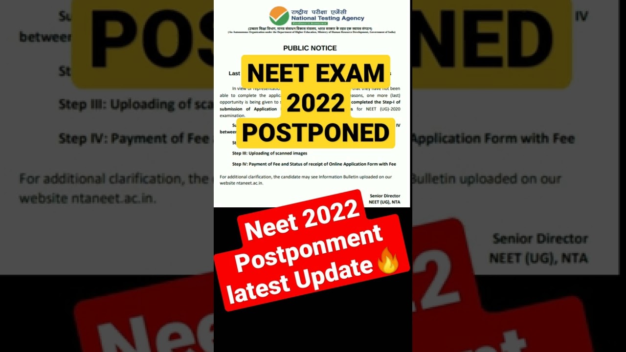 NEET Postponed 2022 Latest News Today🔥🔥