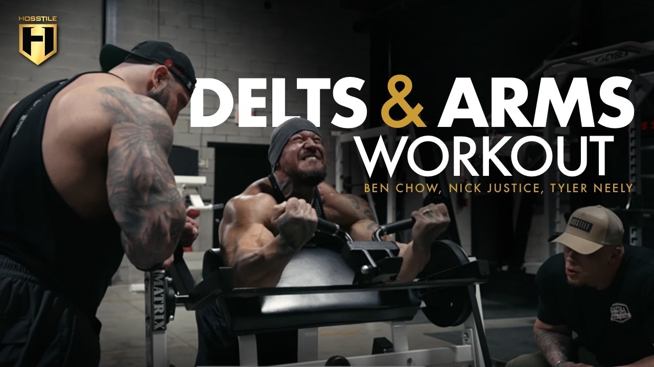 Тренировка в спортзале Hosstile: День тренировки дельтовидных и маховых мышц | Бен Чоу, Ник Джаст...