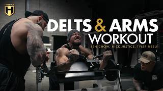 Training at Hosstile Gym: Delts & Arms Day | Ben Chow, Nick Justice & Tyler Neeley