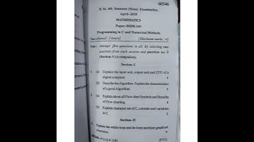 MDU BSc maths honours 4 th semester programing in c and numerical methods 2018