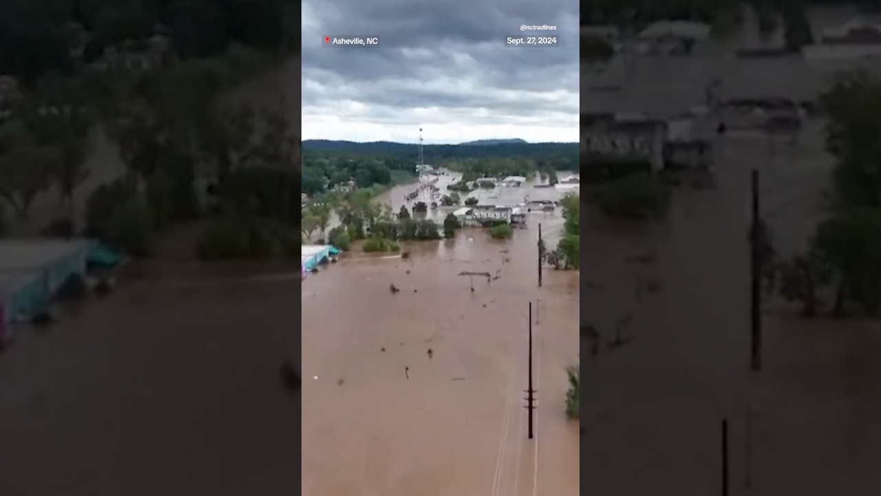 Drone footage shows extensive flooding in Asheville, North Carolina from Hurricane Helene Drone footage shows extensive flooding in Asheville, North Carolina from Hurricane Helene