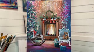 How To Paint “Christmas Magic” acrylic Painting Tutorial | FULL step by step