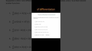 Derivative Properties for Vector Functions