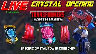 TRANSFORMERS EARTH WARS LIVE CRYSTAL OPENING AND Gmetal POWER CORE