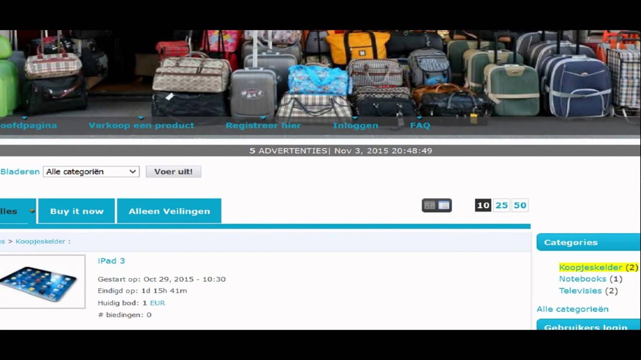 Veilingsite beginnen