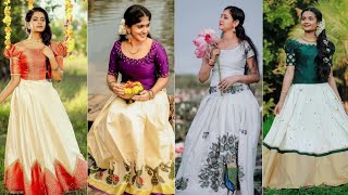 Kerala Traditional Skirt And Top Designs For Girls 2022Onam Special Skirt And Top Ideas