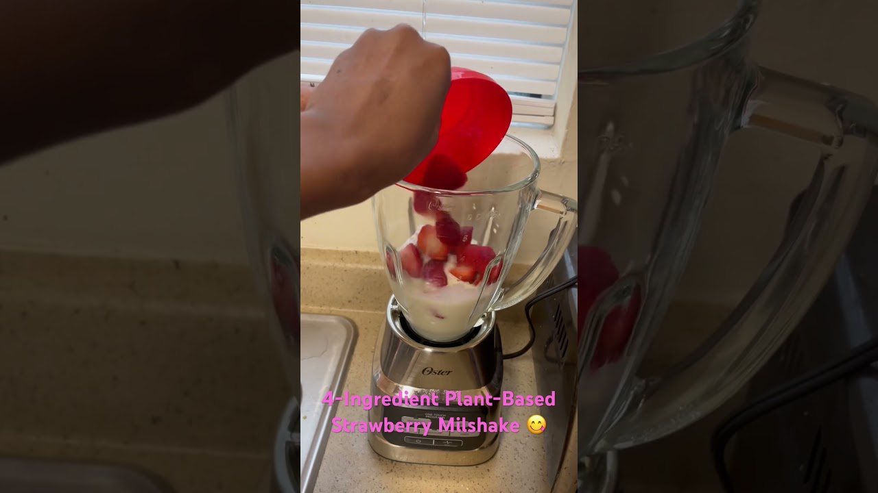 4-Ingredient Vegan Strawberry Milkshake 🍓 | Easy Dairy-Free Summer Treat! 