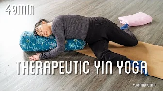 40min Therapeutic Yin yoga to alleviate overwhelm | soothe & ground | focus on hips & spine thumbnail