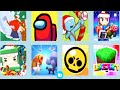 Among Us,Brawl Stars,Pixel Gun 3D,LokiCraft,Animal Warfare,Mini World,Mighty Party,Idle Lumberjack 3