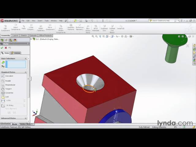 49 Mating parts together in an assembly from the Course SolidWorks 2012 Essential Training