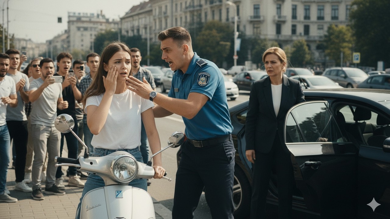 O palmă nedreaptă în centrul orașului. Când mama ei a apărut, toți polițiștii au înghețat.