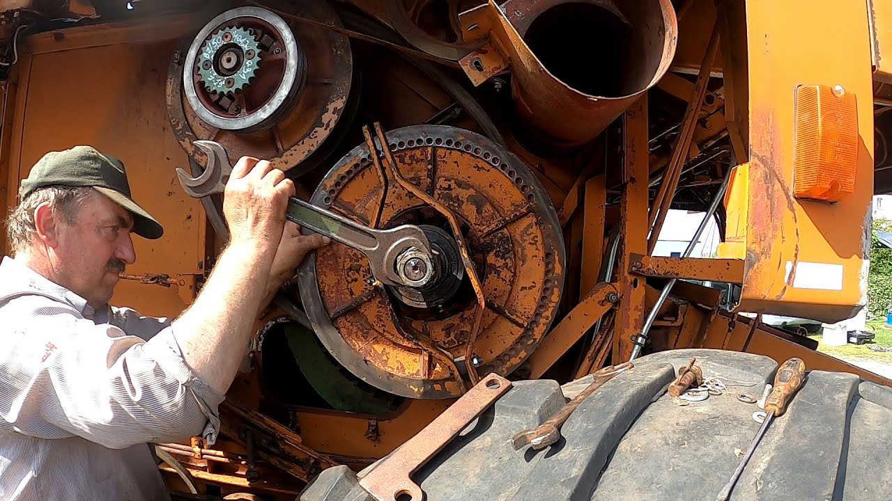 Naprawa napędu i obrotów młocarni w Bizonie Super