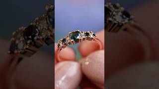 Bloom Line | Cushion Teal Sapphire Alternative Engagement Ring by Ruby Mardi