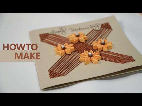 Handmade Greeting Card: Crafted with Threads and Paper Stripes
