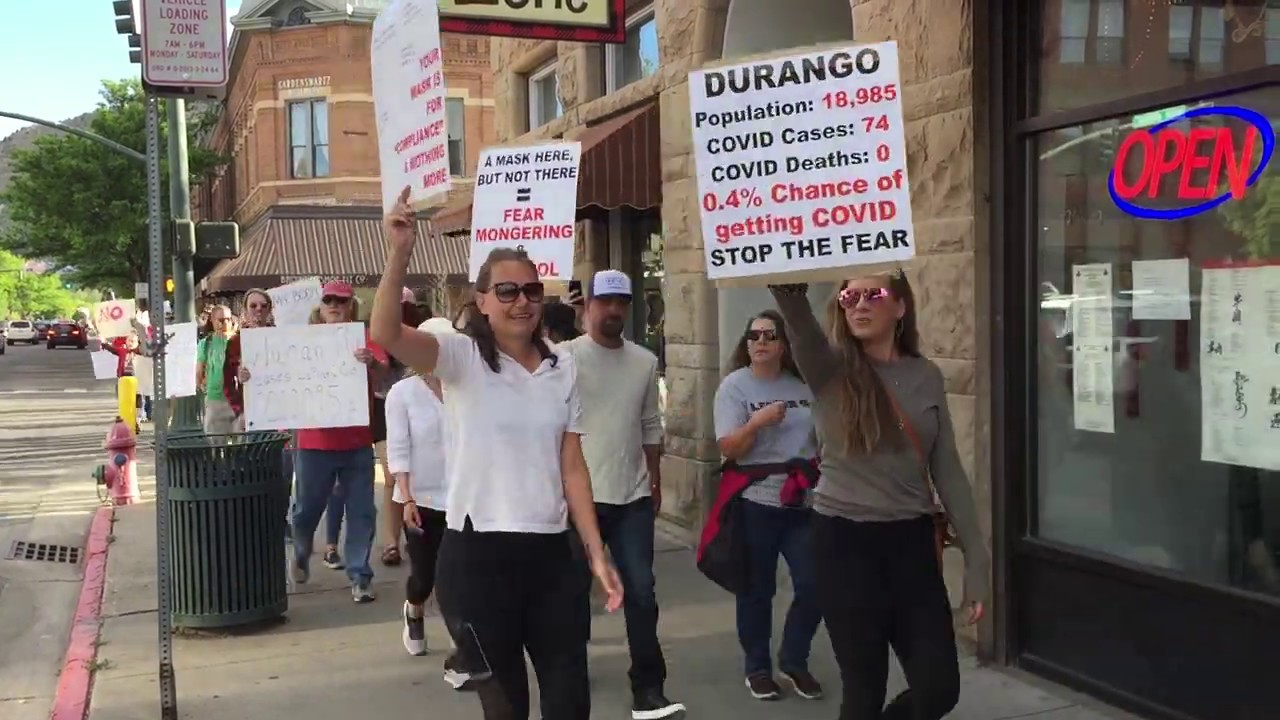 Protest over public health orders sweeps through downtown Durango