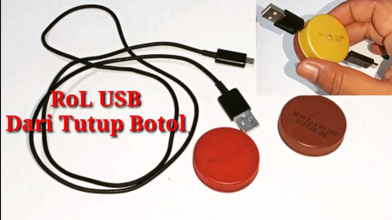 Cara buat gulungan roll kabel casan USB dari tutup botol.