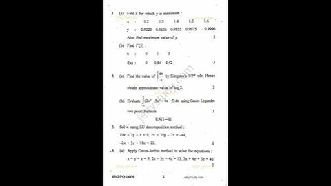 Numerical Analysis (maths) || B.A./B.sc.-3(semester -6) || 2023 Question Paper || Punjab University